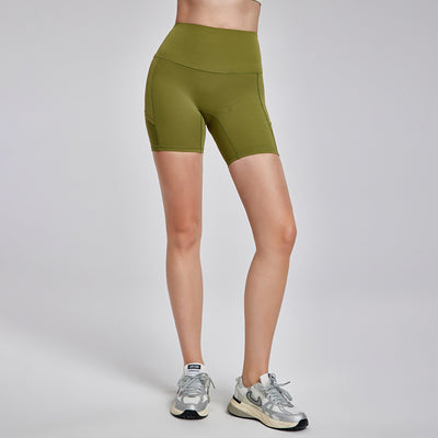 Antibacterial Lycra Nude Sports Shorts with Secure Pockets