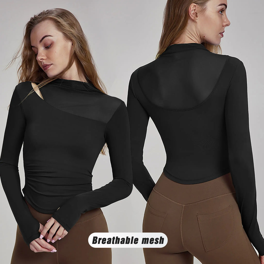 Long Sleeved Slimming Top With Chest Pad